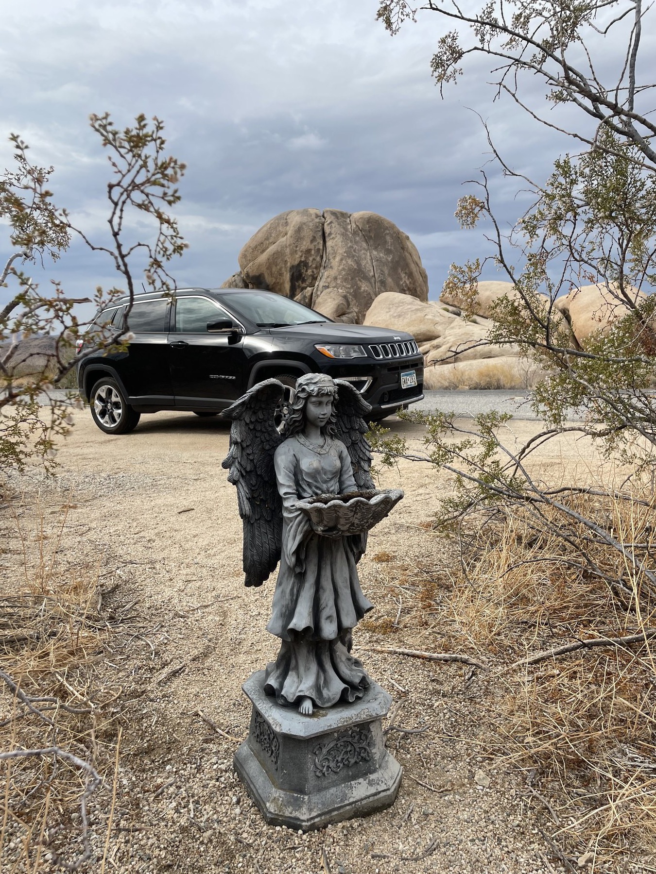 Serafina posed with a car during her road trip.