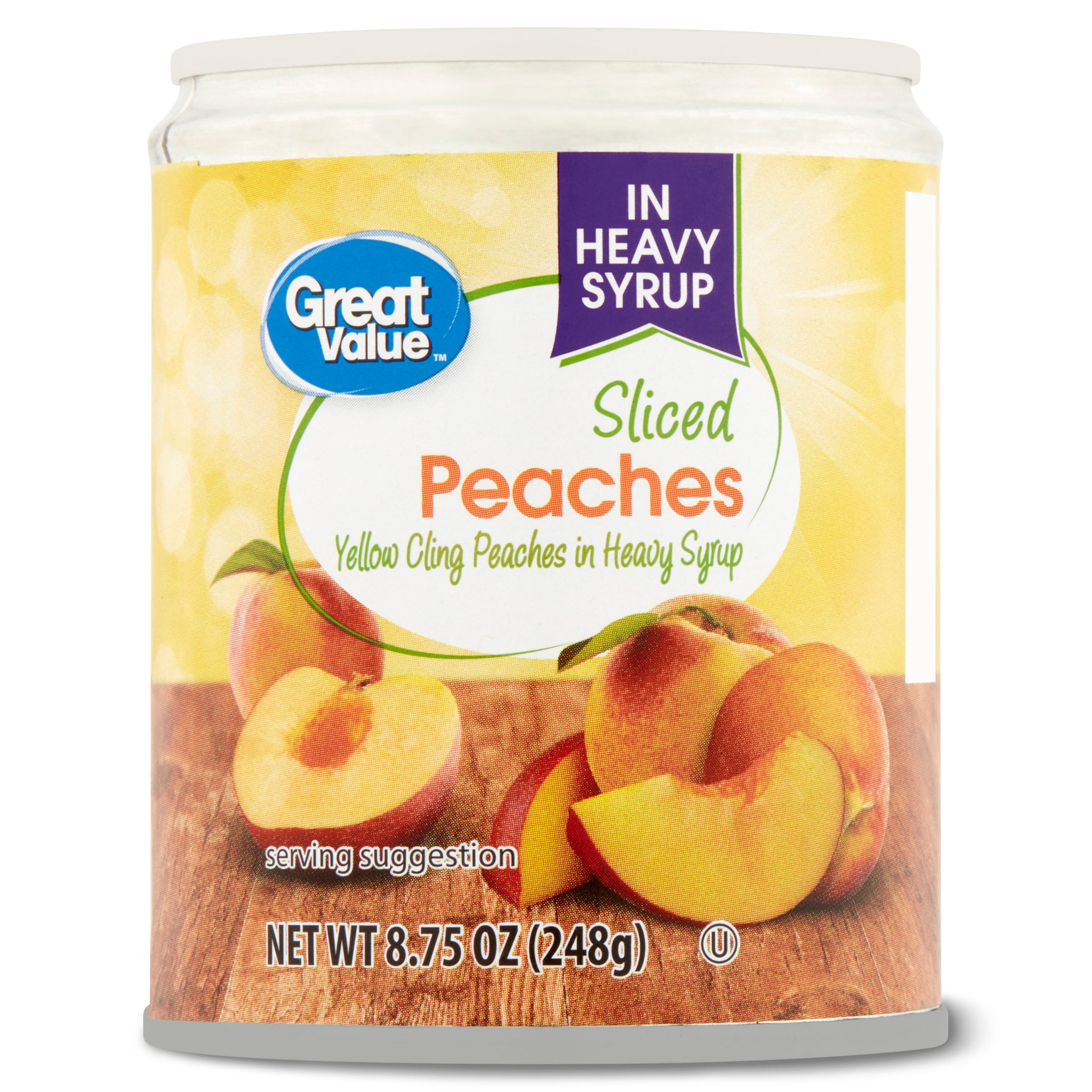 Great Value Sliced Peaches can
