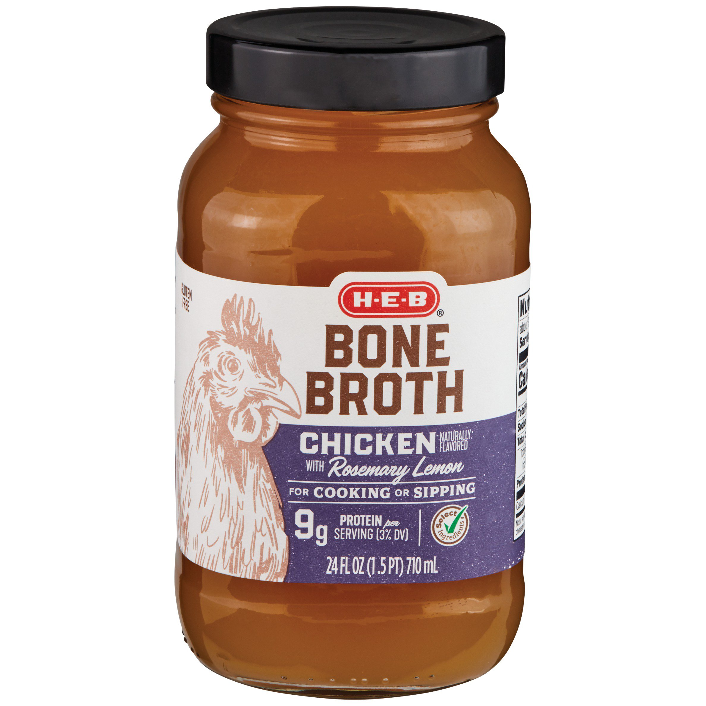 H-E-B Rosemary Lemon Chicken Bone Broth jar