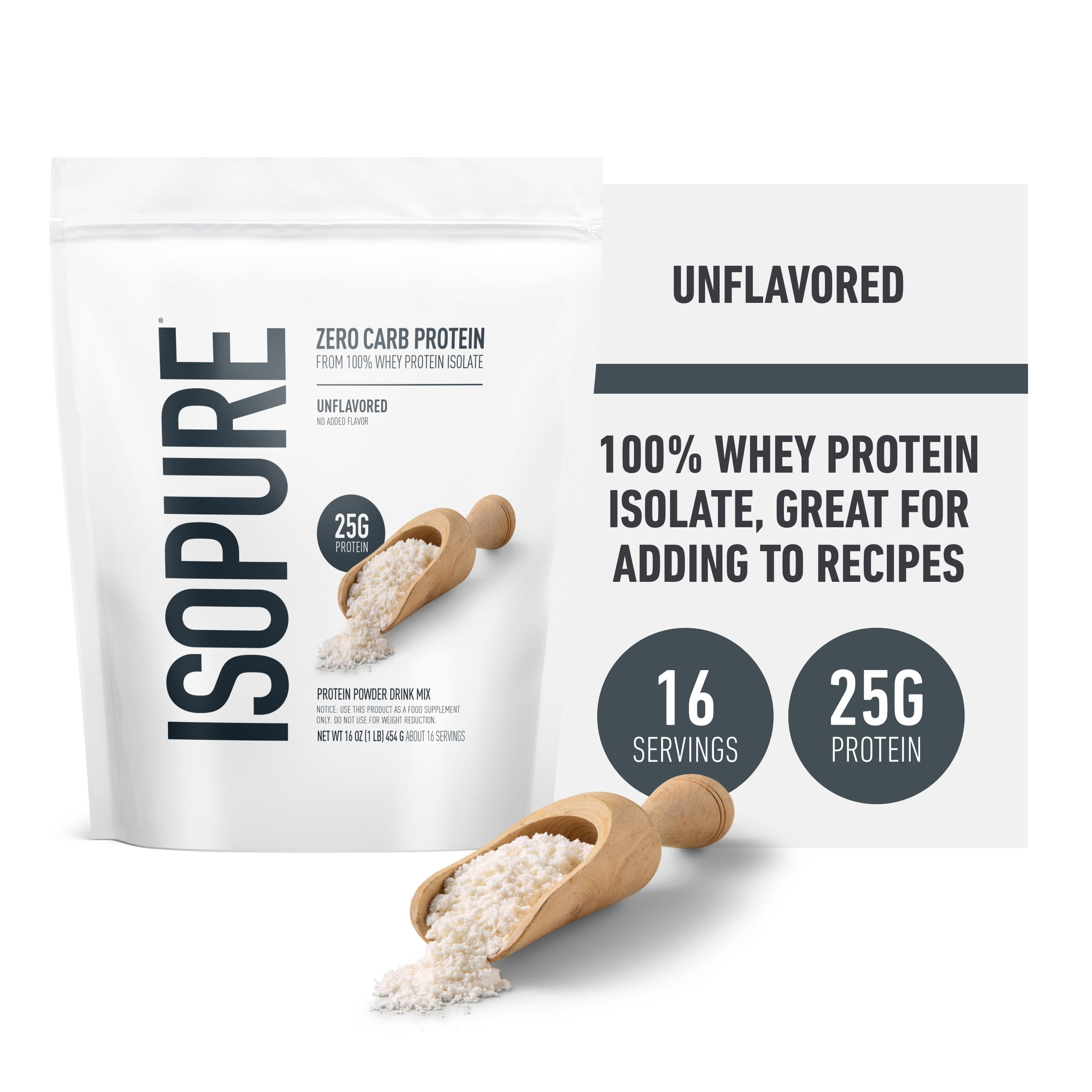 Isopure Zero Carb Unflavored Whey Protein Isolate pouch